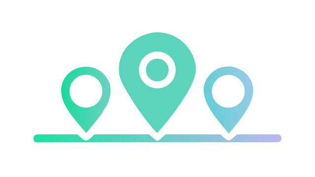 Map pin icons on a timeline path teal to purple gradient location destination timeline illustration gradient waypoint navigation direction strategy planning sequence connection tracking