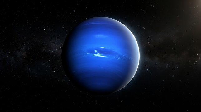Neptune planet glowing in the dark deep space