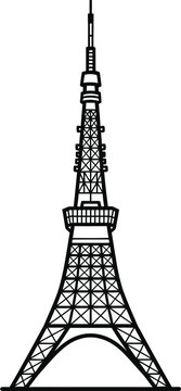 Tokyo tower landmark silhouette graphic illustration with landmark architecture building towering
