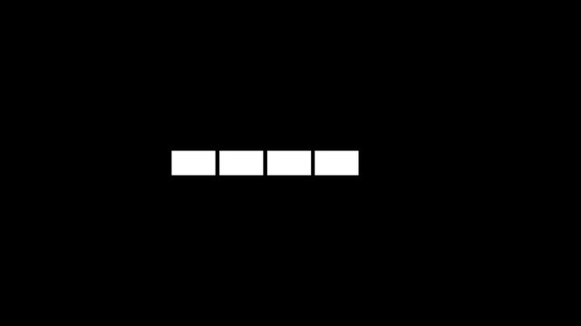 Minimal Rectangular Block Loading Animation with Progressive White UI Segments Seamless Loop on Transparent Alpha Channel,4k stock video