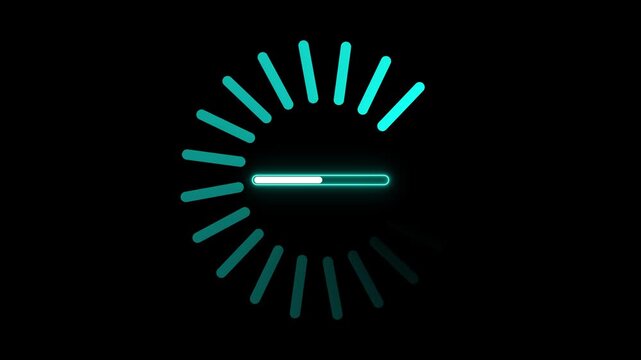 Animated spinning waiting icon on black background. Loading circle animation. Animation of a loading spinning load wheel. Loading Bar Circle animation
