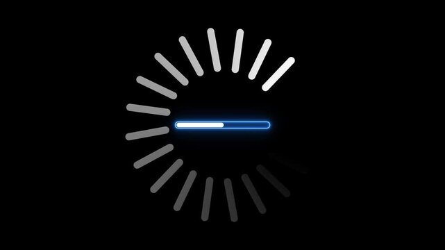 Animated spinning waiting icon on black background. Loading circle animation. Animation of a loading spinning load wheel. Loading Bar Circle animation