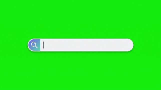 Barra de b&uacute;squeda animada sobre fondo verde croma con iconos de b&uacute;squeda y micr&oacute;fono. Ideal para edici&oacute;n de v&iacute;deo, tutoriales, presentaciones y contenido para redes sociales.