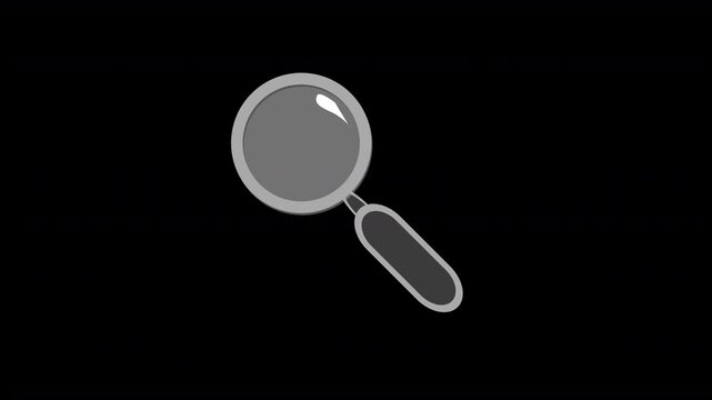 magnifying glass simplified cartoon animated pop up 4K animation internet browser search icon or mouse cursor symbol design computer element isolated element with transparent alpha key background