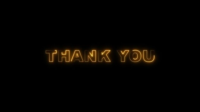 Neon thank you glowing text effect, editable neon light text style isolated on black background.4k stock video