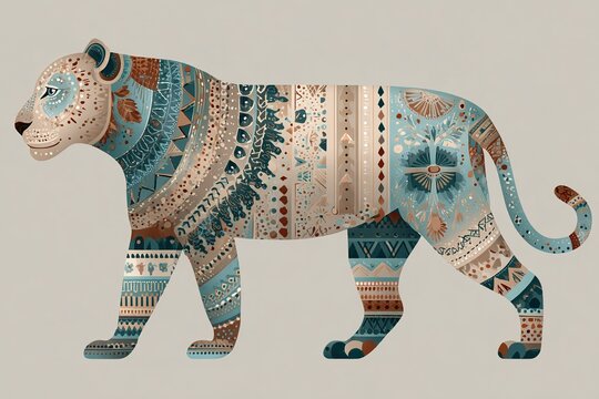 tribal animal clipart with boho patterns