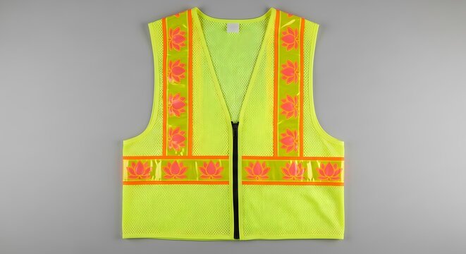 High visibility safety vest with reflective strips for industrial workplace