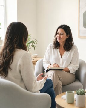 one on one stress reduction consultation in a calm modern office with a supportive coach