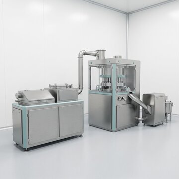 Integrated pharmaceutical tablet compression line square view