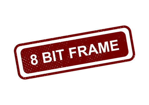 Red 8-bit frame vector badge with white text illustration