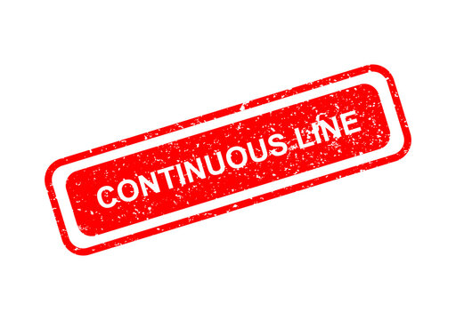 Continuous line stamp with red border and white text illustration