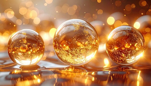 Universal Luxury Concept Glass Spheres With Golden Light Reflections For Universal Luxury Concept And Premium Abstract Backgrounds For Elegant Graphic Design Projects