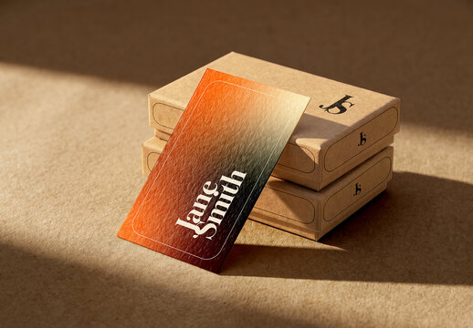 Business Card Mockup with Packaging Boxes