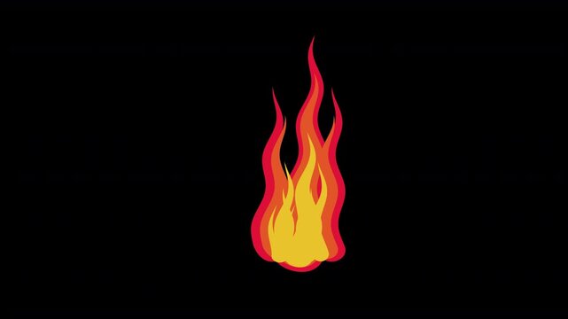 fire small flames animated inferno blaze bonfire 4K clipart vector style cartoon simple animation isolated design icon graphic symbol element with transparent alpha channel background