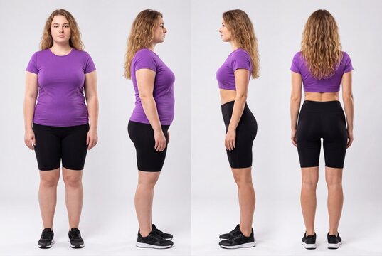 Plus size woman weight loss body transformation before and after