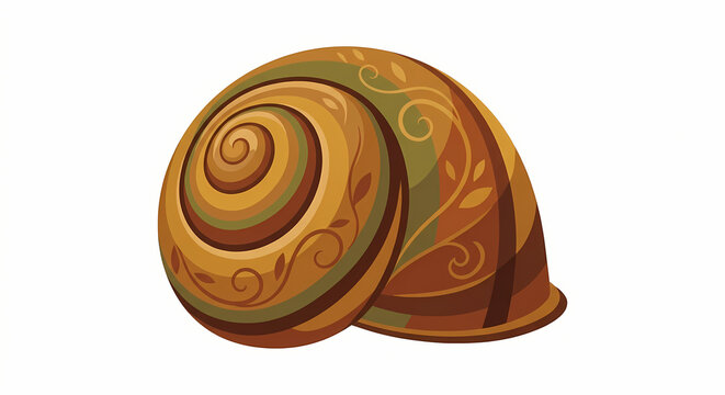 Ornamental autumn snail shell with floral pattern vector illustration for seasonal forest design