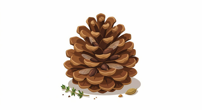 Detailed pine cone with winged seeds vector illustration for forest and autumn design