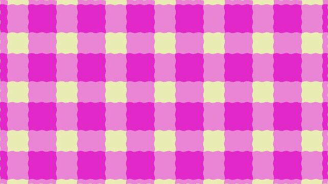 wavy gingham picnic blanket pattern pink and cream checkered countryside kitchen style fabric girly feminine chintz inspired background 4K animation wallpaper graphic 