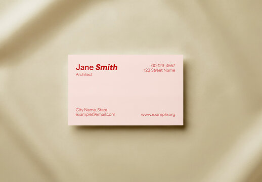 Business Card Mockup on Silk Fabric