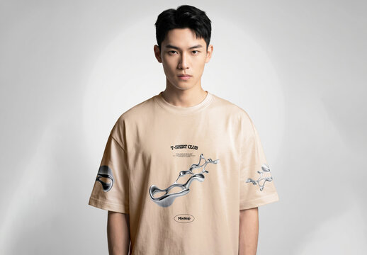 Oversized T-Shirt Mockup on Male Model
