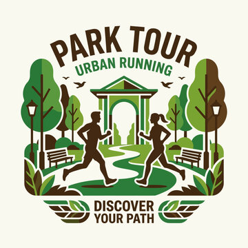 Park Tour Urban Running Discover Your Path Illustration