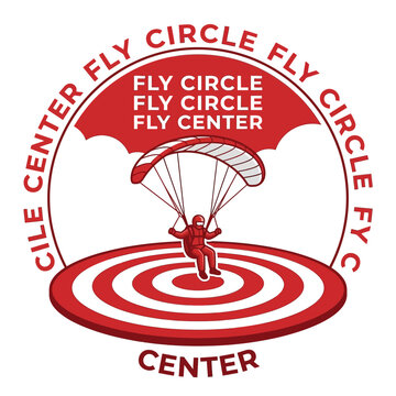 Parachute Landing On Target With Fly Circle Logo Emblem