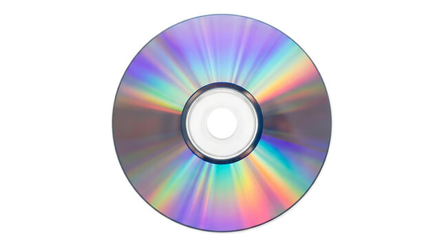 A shiny compact disc isolated on transparent background