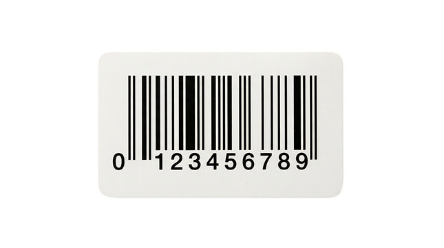 Barcode label with numbers 0123456789 isolated on transparent background