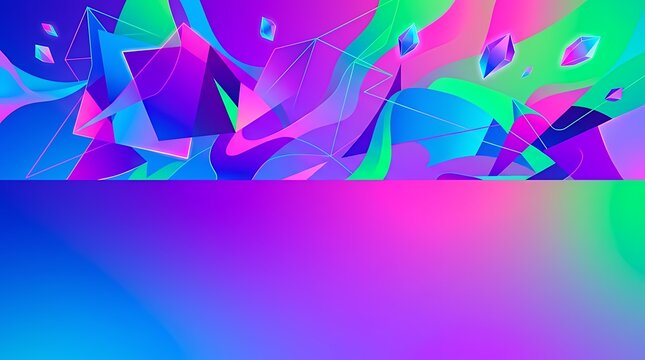 Colorful abstract shapes on multicolored neon blue purple lilac pink green azure exclusive gradient backdrop. Ideal for design art abstract shape form geometric organic fluid curve line pattern