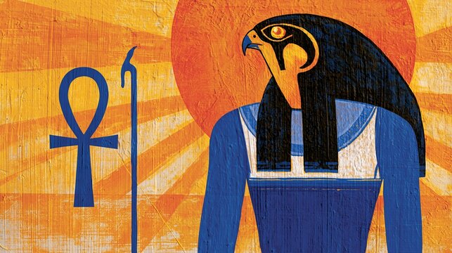 Egyptian Horus God Headed Falcon Illustration