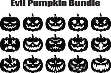 Obraz premium A collection of scary jack o lantern faces that could be used as colorful pumpkins for your festive autumn designs