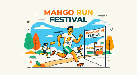 Obraz premium Mango Run Festival Celebration Of Fitness And Fruit Festivity