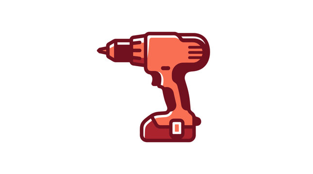 Red cordless power drill tool icon
