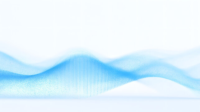 Abstract blue digital data wave with glowing vertical particles on a clean white background. Idea for big data, artificial intelligence, and futuristic technology