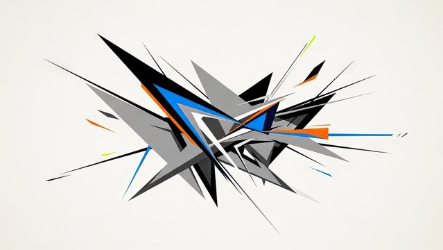 Abstract geometric composition with sharp triangular shapes.