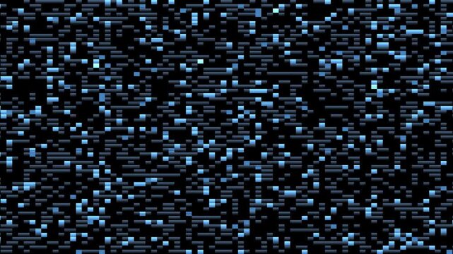 Abstract Blue Digital Data Stream with Teletype Style Pixels