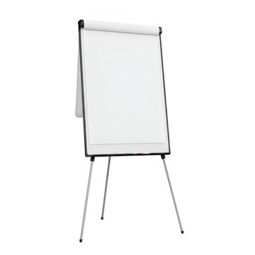 Empty white flipchart stand for business presentation and office