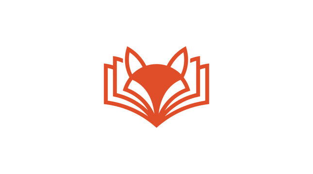 Fox head silhouette emerging from open book pages.