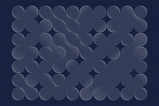 Abstract Glassmorphism Geometric Pattern with Transparent Interlocking Shapes