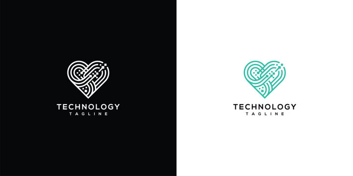 Heart Shaped Technology Logo Design