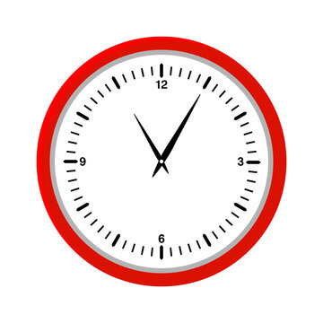 Red  clock on white background, vector illustration.