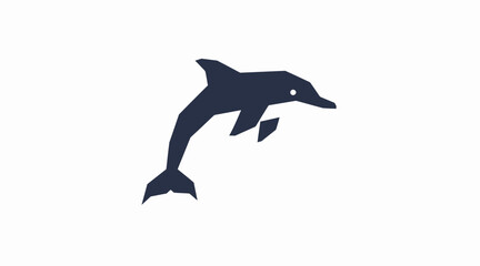 Dark blue jumping dolphin silhouette icon. © SUHAR