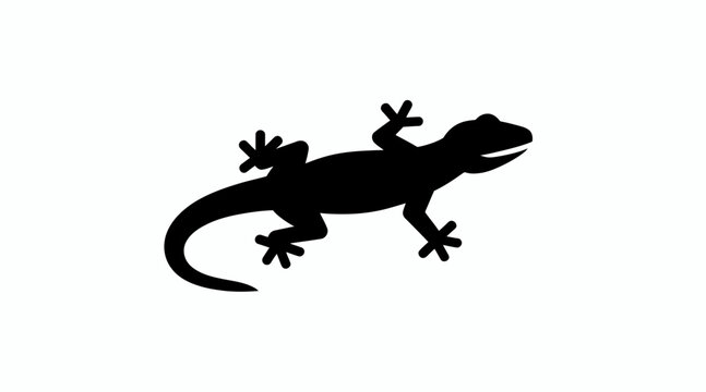 Black gecko lizard silhouette icon.