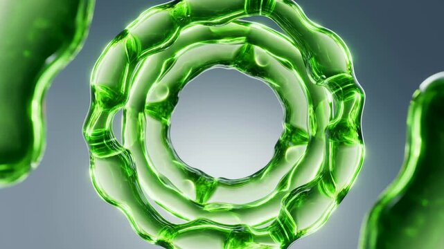 Green Liquid Rings 3d Render Abstract Background Representing Scientific Biology Concepts Cellular Structures And Microscopic Visual Data.