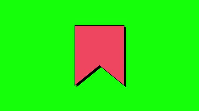 Red bookmark icon on green screen. Digital save symbol for web interface design.