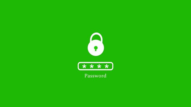 wrong and right password icon on black background with alpha channel. Digital cyberspace motion graphic animation.