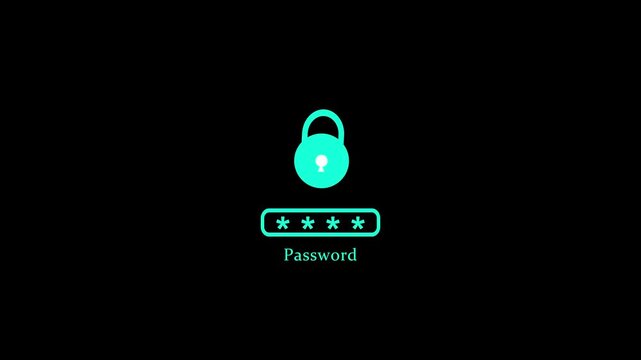 wrong and right password icon on white background with alpha channel. Digital cyberspace motion graphic animation.