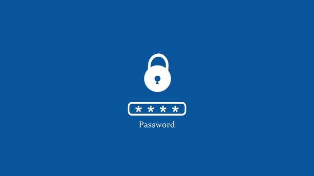 wrong and right password icon on blue background with alpha channel. Digital cyberspace motion graphic animation.