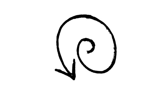 Spiral hand drawn doodle arrow swirl line art vector illustration