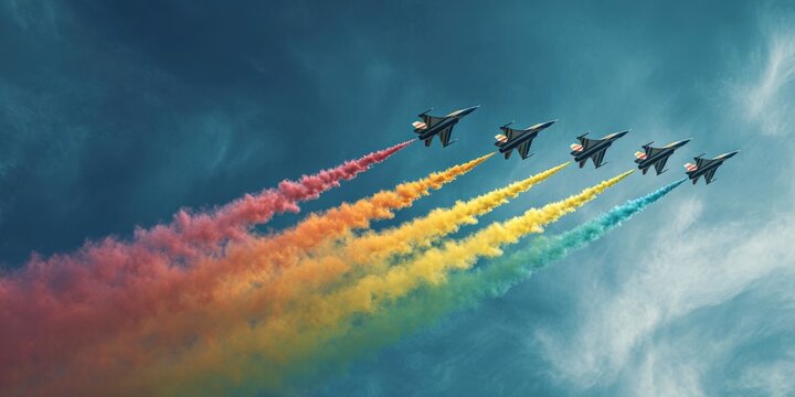 Indian Air Force Day Celebration with Fighter Jets and Colorful Smoke Trails